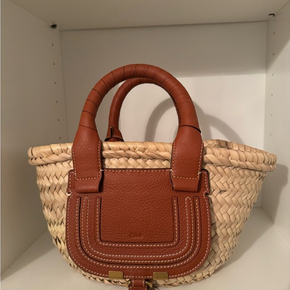 Authentic CHLOE Rafia Brown Woven Tote Bag - Picture 2 of 8